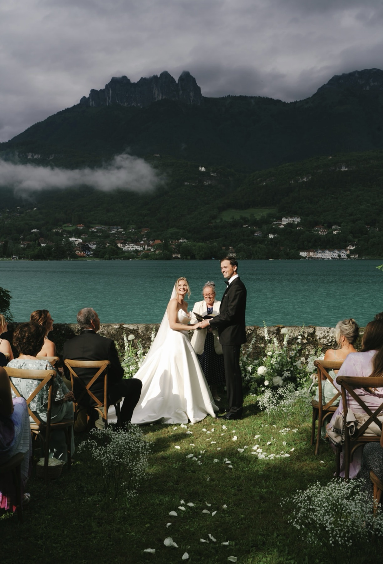 A lakeside wedding ceremony in the Alps